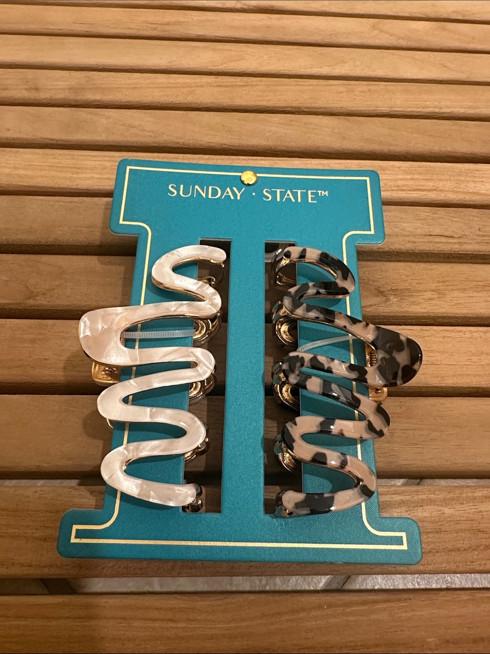 Sunday State Enameled Wave Metal Hair Clip Set of 2